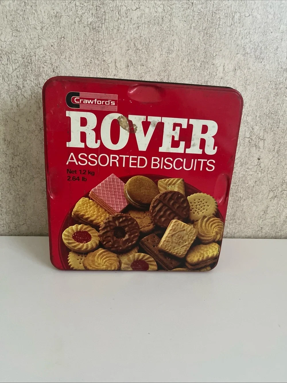Vintage Crawfords Rover Assorted Biscuits Collectible Tin 9”x8.5” Empty